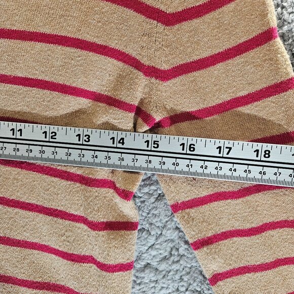 Gap Women's V-Neck Striped Beige & Pink Long Sleeve Sweater XS Soft and Comfy - Picture 9 of 16